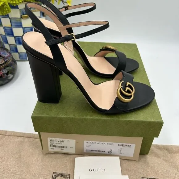 Women's Gucci GG Marmont, Block , heel strap sandals,105 cm size 42made Italy